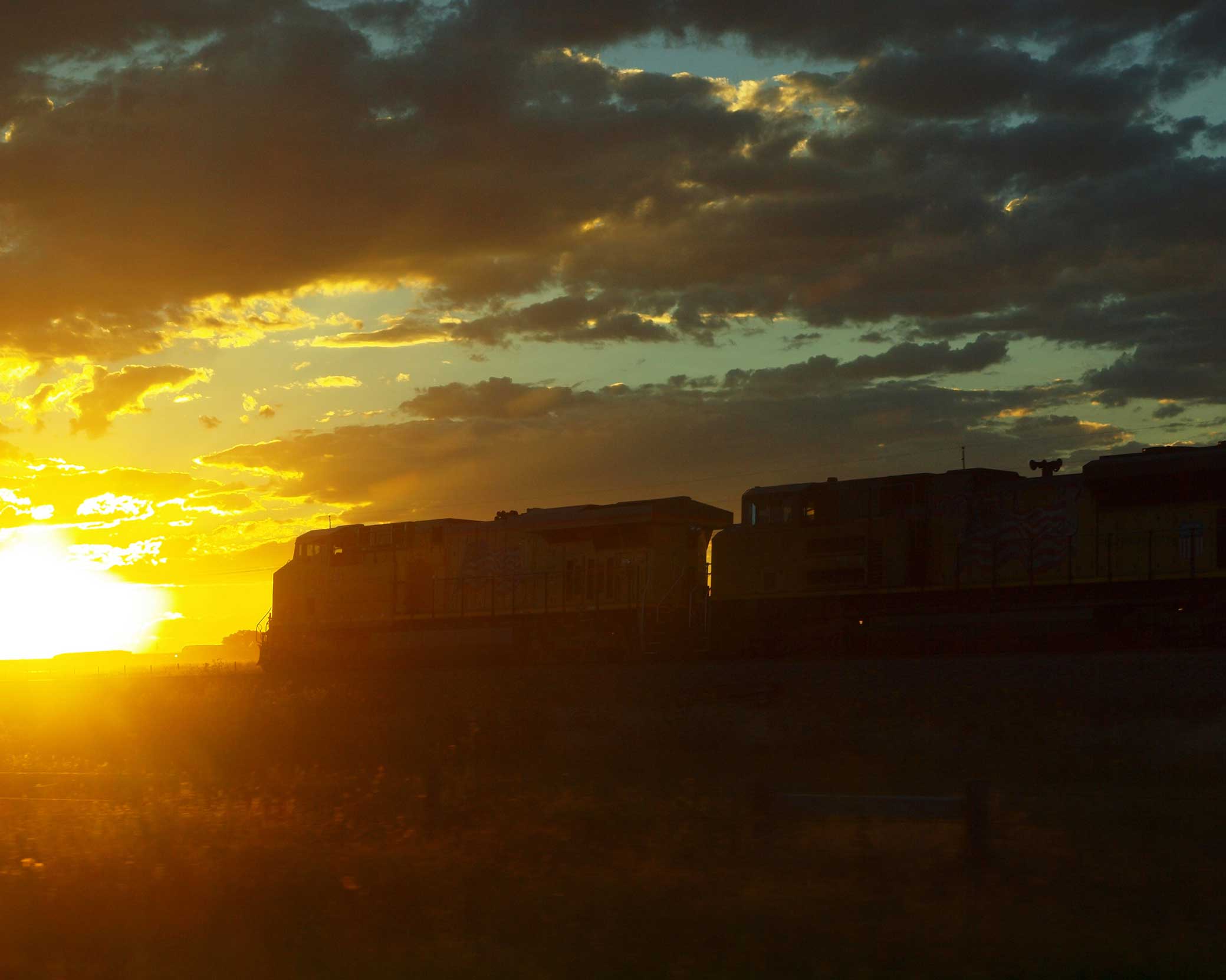 UP Freight train at sunset, Nebraska